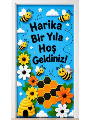 Promisebackdrop2 190X75CM Lastikli Kapı Süsü, Kumaş Kapı Giydirme, Harika Bir Yıla Hoş Geldiniz , Sınıf Kapısı, Okul Etkinlik Kapı Süsü