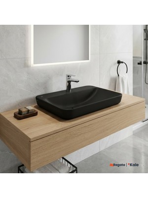 Kale Zero 2.0 60X40 cm Mat Siyah Yarı Gömme Dikdörtgen Lavabo