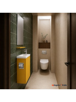 Kale minimalist 50 cm Hardal Banyo Dolabı Takımı