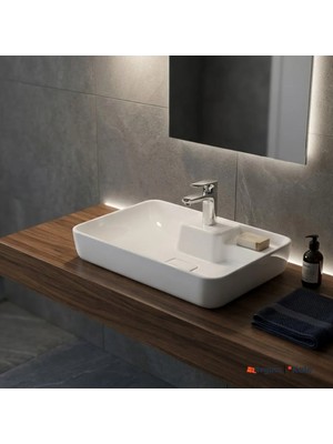 Kale Zero 2.0 60x40 cm Ada Armatür Bantlı Dikdörtgen Çanak Lavabo