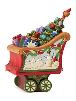 Livizmir Moda Enesco Jim Shore Heartwood Creek Noel Tren Kömür Araba Figürü, 13,7 cm Yükseklik, Çok Renkli