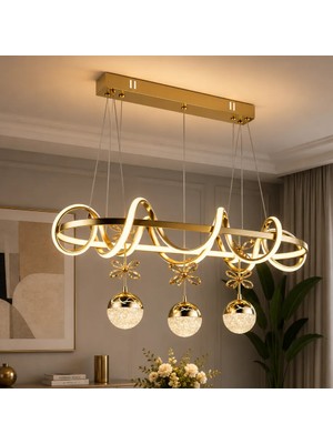 Trend Rose Kuzey Sıralı Gold Kaplamalı 3 Renk Sarkıt LED Avize Modern