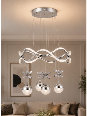 Trend Rose Şık Sarkıt LED Avize 3 Renk  Krom Kaplamalı Modern