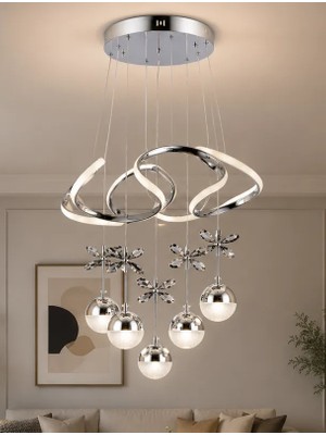 Trend Rose Galaksi Modern Sarkıt LED Avize 3 Renk Korm Kaplamalı Toplu Kelebek Taşlı