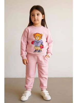 Bony Socks Kız Çocuk Teddy Desenli Eşofman Takımı Pembe