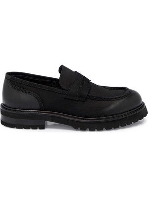 Tergan Siyah Hakiki Deri Erkek Loafer - E25S1AY57459-A23