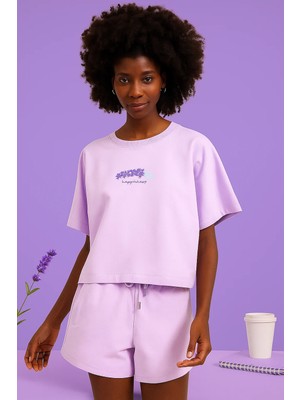 Bony Socks Lavender Kadın T-Shirt Pijama Üstü Lila