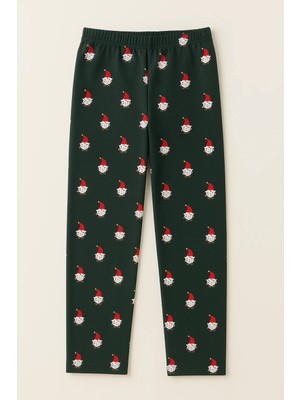 Bony Socks Erkek Çocuk Santa Claus Yılbaşı Temalı Pijama Altı Yeşil