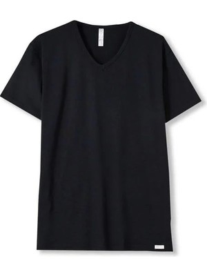 Bony Socks Basic Modal V Yaka Erkek Tshirt Siyah