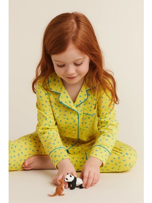 Bony Socks Kız Çocuk Çiçekli Pijama Takımı Hardal