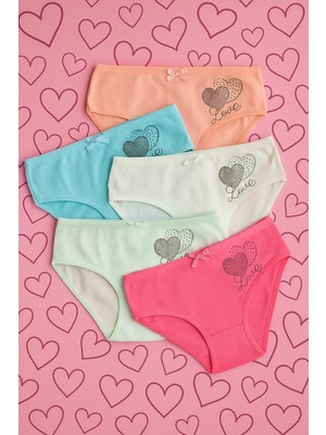 Bony Socks Kız Çocuk 5'li Kalp Desenli Slip Çok Renkli