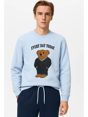 Bony Socks Erkek Teddy Desenli Pijama Üstü Mavi
