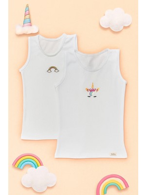 Bony Socks 2 Li Paket Rainbow Kız Çocuk Atlet Beyaz