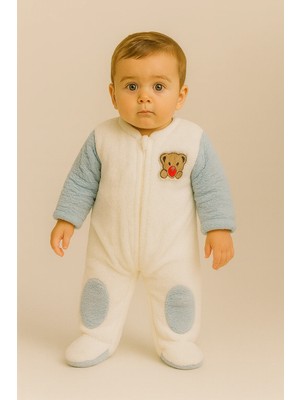Bony Socks Bebek Teddy Desenli Peluş Tulum Mavi