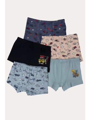 Bony Socks Erkek Çocuk Traktör Desenli 5'li Boxer