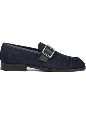 Tergan Lacivert Hakiki Süet Deri Erkek Loafer - E26I1AY57714-D44