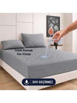 Livizmir Moda Formeya Gri Sınanı Geçirmez Alez - Tek-Çift Kişilk Alez -100 Pamuk- Kapitoneli Alez- Fittedyatağı Saran Yatak Koruyucu Alez ÇARŞAF160X200, Formeya
