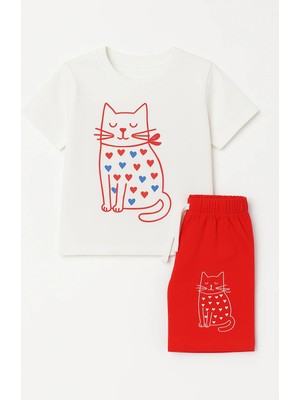 Bony Socks Kız Çocuk Kedili Şortlu Pijama Takımı