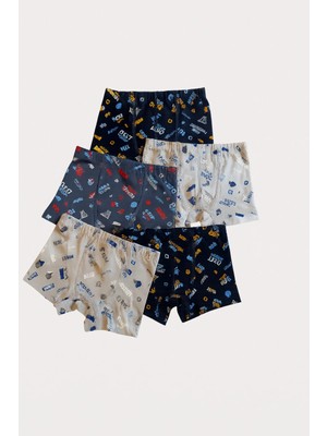 Bony Socks Erkek Çocuk Yazılı 5'li Boxer