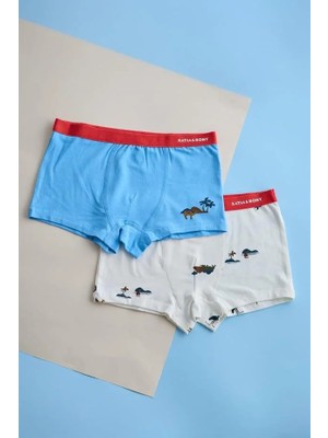 Bony Socks Erkek Çocuk 2'li Paket Safari Boxer Ekru