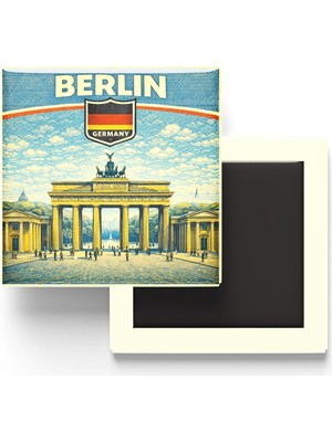 Livizmir Moda Almanya Berlin Şehri Temalı Vintage Buzdolap Magneti – 9x9 cm