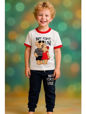 Bony Socks Çocuk Love Ayıcık Desenli Kısa Kollu Pijama Takımı