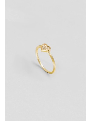 So CHIC Romantik Kalp 18 Ayar Sarı Altın Kaplama Gümüş Yüzük