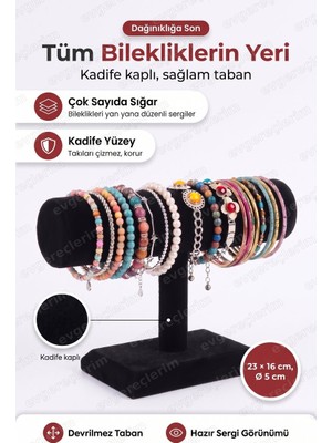 Evgereçlerim Kadife Bilezik ve Bileklik Standı Takı Düzenleyici Sergileme Organizeri 23 cm