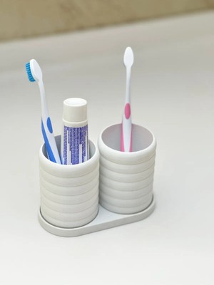 Empressco Modern Banyo Düzenleyici V2 - Diş Fırçalık Seti - Ikili Set - Beyaz - 10CM
