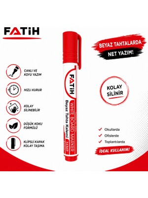 Danacı Kırtasiye Fatih Kırmızı Beyaz Tahta Kalemi Whiteboard Marker Silinebilir Hızlı Kuruyan Düşük Kokulu