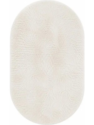 Sihirli Halı Nuvy Serisi 40006 Model Krem Renk Oval Kesim Halı