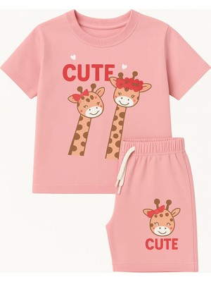 Bony Socks Kız Çocuk Zürafa Desenli Şortlu Pijama Takımı