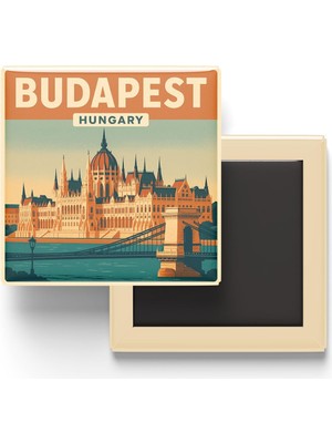 Livizmir Moda Budapeşte Macaristan - Parlamento Binası - Baskılı Buzdolap Magneti Kare 9x9 cm
