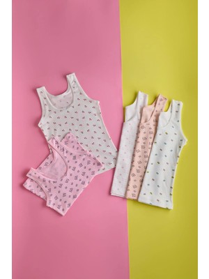 Bony Socks Kız Çocuk 5 Li Paket Kelebek Desenli Kalın Askılı Atlet Çok Renkli