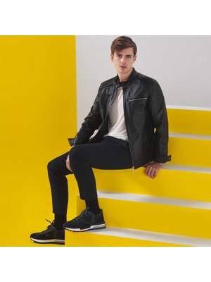 Tergan Lacivert Deri - Tekstil Erkek Sneaker - E25S1AY57399-D44
