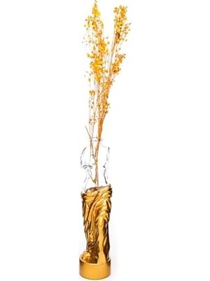 Livizmir Moda Büyük Gold Degrade Venüs Cam Vazo (33 Cm)