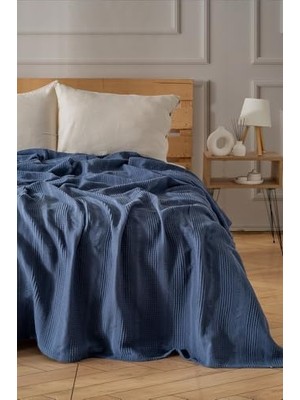 Livizmir Moda 100% Pamuk Pike Tek Kişilik, Waffle Bordür Desenli Yatak Örtüsü, Hafif Yazlık Pike, Denizli Üretimi Kaliteli Yatak Örtüsü (Koyu Mavi Tek Kişilik Pike 160X220 Cm)