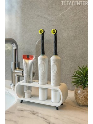 Empressco Ayaklı Diş Fırçalık Tutucu Stand Beyaz Plastik Modern Tasarım Tüm Modellere Uyumlu