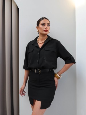 Esra Helvacı Kemerli Gömlek Etek Takım