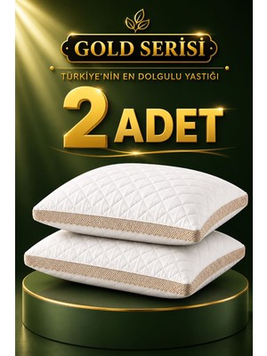 2 Adet Klimalı Yastık Gold Serisi 1.300 Gram Ekstra Dolgun