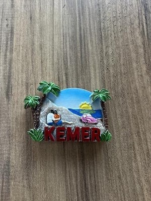 Livizmir Moda Magnet, Plaj Temalı Dekoratif Buzdolabı Magneti, Palmiye ve Deniz Manzaralı, El Yapımı Turistik Hediyelik Eşya