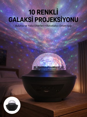 Sora Home Masa ve Gece Lambası Renkli Projektör Işıklı Disko Topu Bluetooth Hoparlör