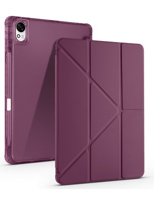 Huawei Matepad 11.5 (2025) ile Uyumlu Zore Tri-Folding Kılıf - Entegre Kalem Bölmeli, 4 Farklı Açılı Katlanabilir Standlı, Darbe Emici Pu Deri Tablet Kılıfı