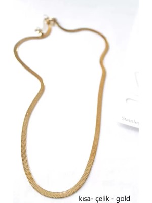 İlk El Grup Kısa Italyan Çelik Kolye-45 cm - Altın