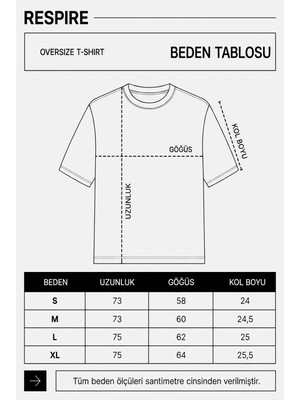 Respire Erkek Cort Baskılı Oversize T-Shirt Ekru