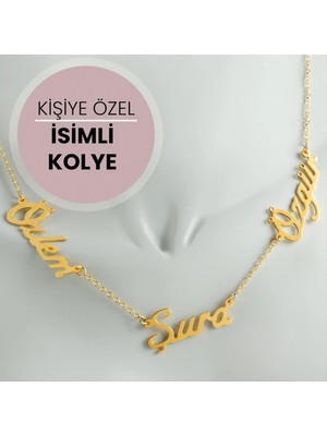 MidasTech Kişiye Özel Üç Isim Yazılı Kolye Nemere