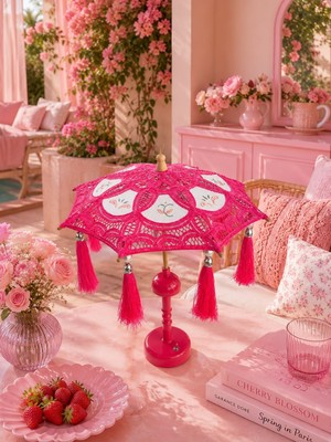 Missidea Vintage Pink Bohem Dekoratif Şemsiye Lambası