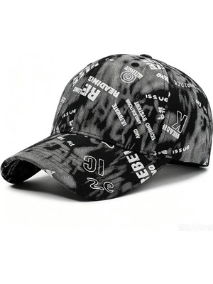 Valkyrie Unisex Siyah Grafiti Desenli Şapka Ayarlanabilir Baseball Cap Hip Hop Streetwear Spor Kep