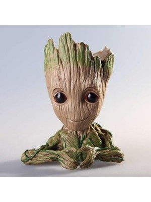 Frefly Store Baby Groot Figür Kalpli Saksı Kalemlik - 14 cm