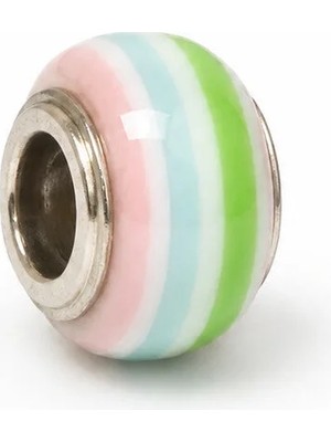 Lovecharm El Yapımı Murano Tasarım Cam Pastel Çizgili Charm Boncuk | Bileklik Uyumlu